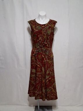 Lauren Ralph Lauren Paisley Twist Front Jersey Dress Black Label NWT Elegant 8